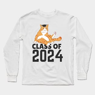 Funny  class of 2024 senior graduation 2024   cat Long Sleeve T-Shirt